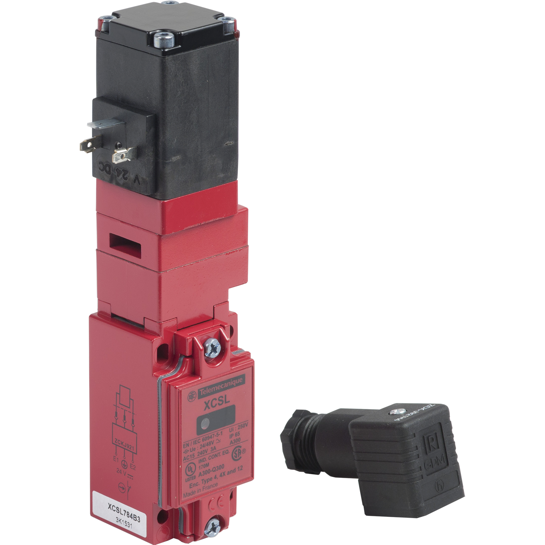 Product image for SAFETY SWITCH, TELEMECANIQUE SAFETY SWITCHES XCS, XCSL, AC/DC, 50/60 HZ, KEY OPERATED TURRET HEAD