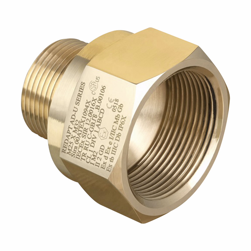 Product image for M40 X 1 1/2 NPT ADAPTER BRASS ELECTROLESS NICKEL