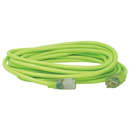 COLEMAN 2577SW000X EXTENSION CORD 12/3 SJTW 25' GREEN HI-VIS LE HEAVY DUTY WITH POWER PLUG