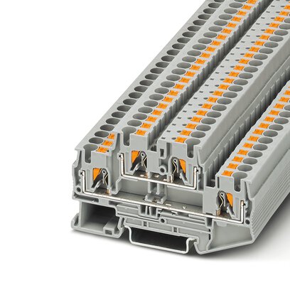 Product image for PHOENIX 3211786 TERMINAL BLOCK DOUBLE LEVEL 2 POSITION 24-10AWG GRAY