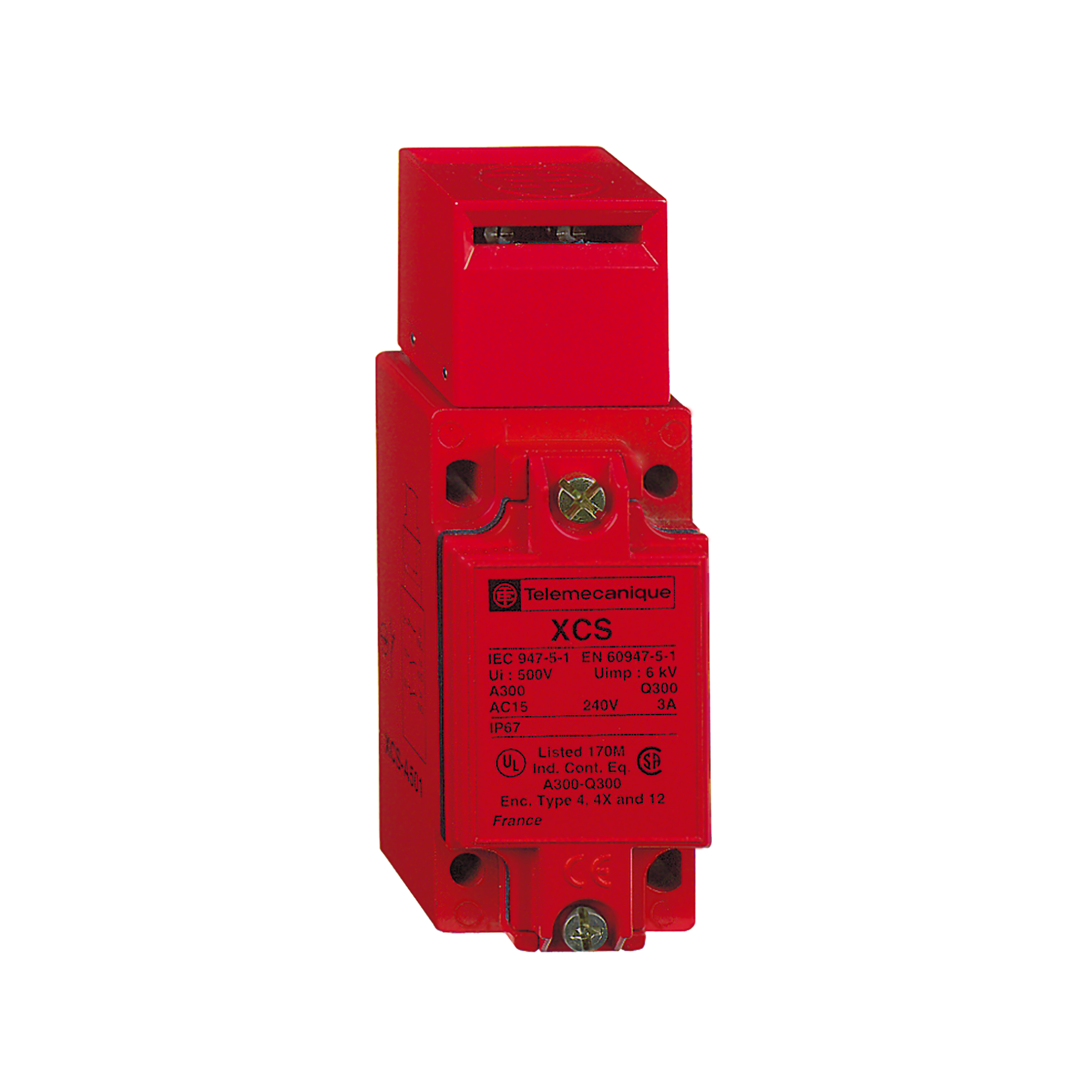 Product image for SAFETY SWITCH, TELEMECANIQUE SAFETY SWITCHES XCS, METAL XCSA, 2 NC + 1 NO, SLOW BREAK, 1 ENTRY TAPPED 1/2" NPT