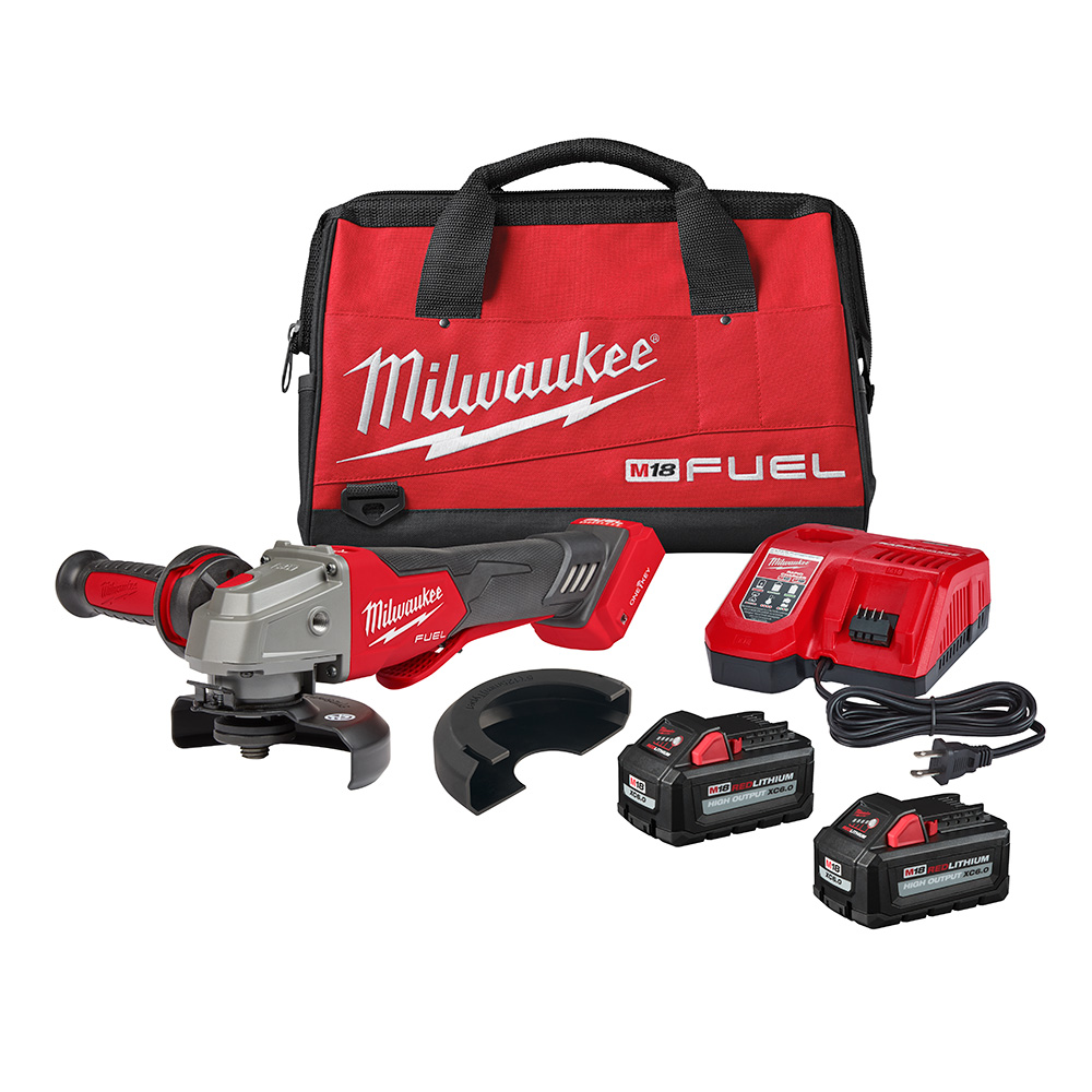 MILWAUKEE 2882-22 M18 FUEL 18 Volt Lithium-Ion Brushless Cordless 4-1/2 in.  in. Braking Grinder Kit with ONE-KEY Paddle Switch, No Lock
