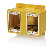 Product image for LEVITON FDBX2-Y PVC DOUBLE GANG FD BOX WETGUARD YELLOW