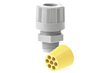 Product image for WOODH 5594-004W 1300980196 MAXLOC MULTI-HOLE 1/2" STR CONN W/ 2-4 HOLES FOR .225" DIA CABLES C/W O-RING & LOCKNUT