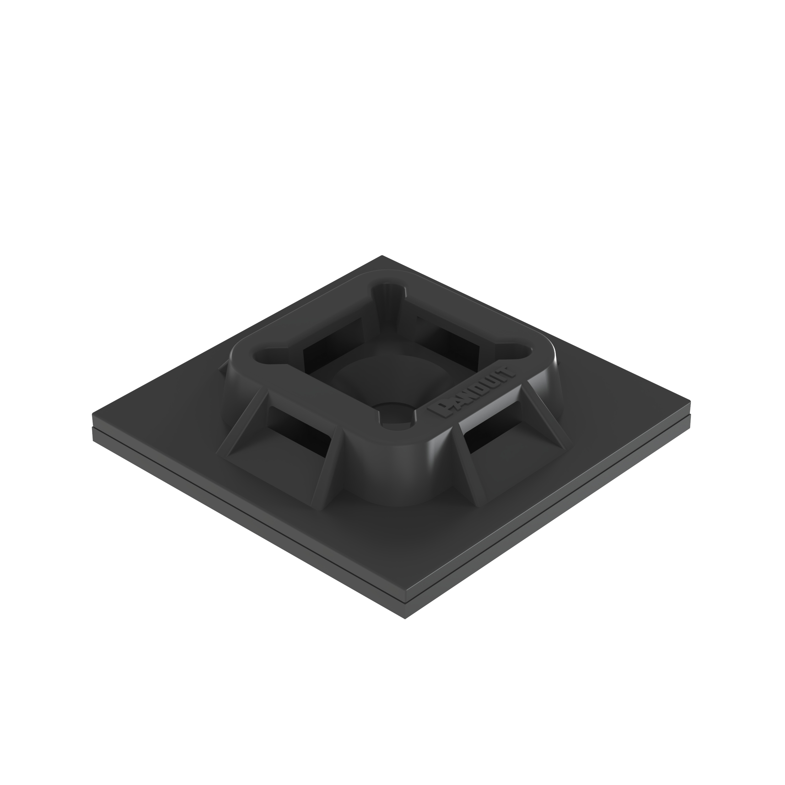 Product image for ABM100-AT-C0 Cable Tie Mount, Black, UV PA6.6, Acrylic Adh., 1x1", PK100