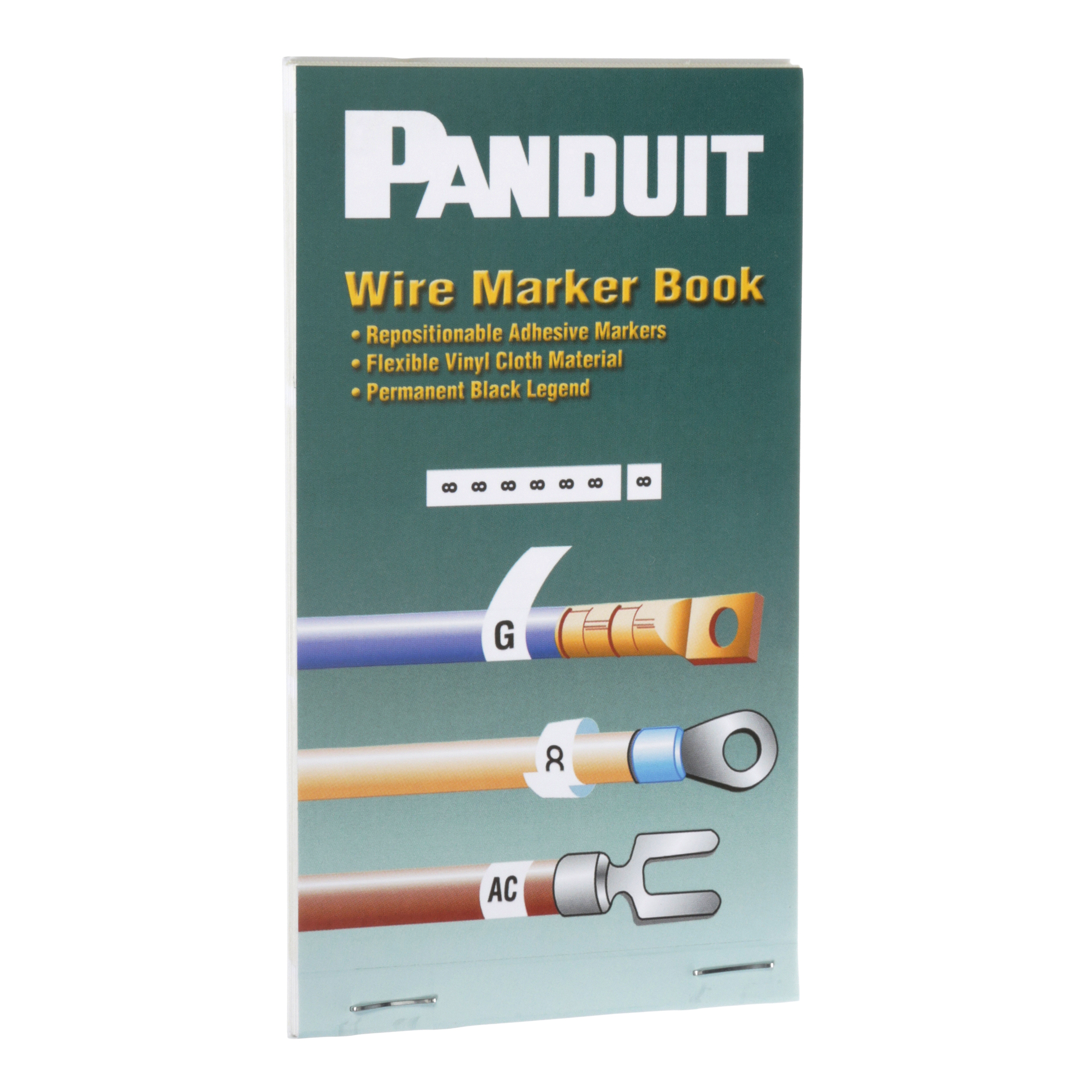 Product image for StrongHold™ PCMB-12 Pre-Printed Wire Marker Book, 12, Vinyl Cloth, White, Black