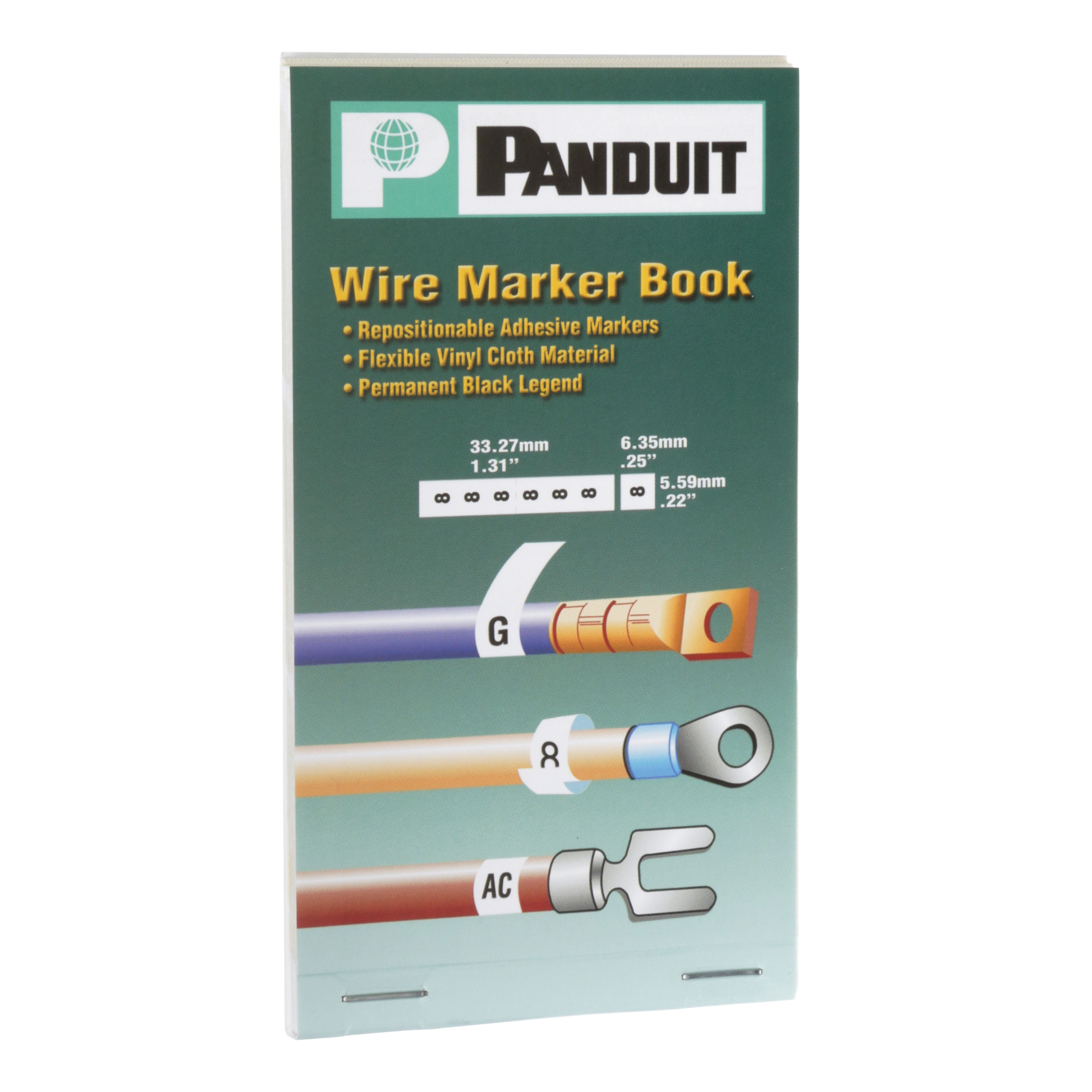 Product image for StrongHold™ PCMB-13 Pre-Printed Wire Marker Book, 13, Vinyl Cloth, White, Black