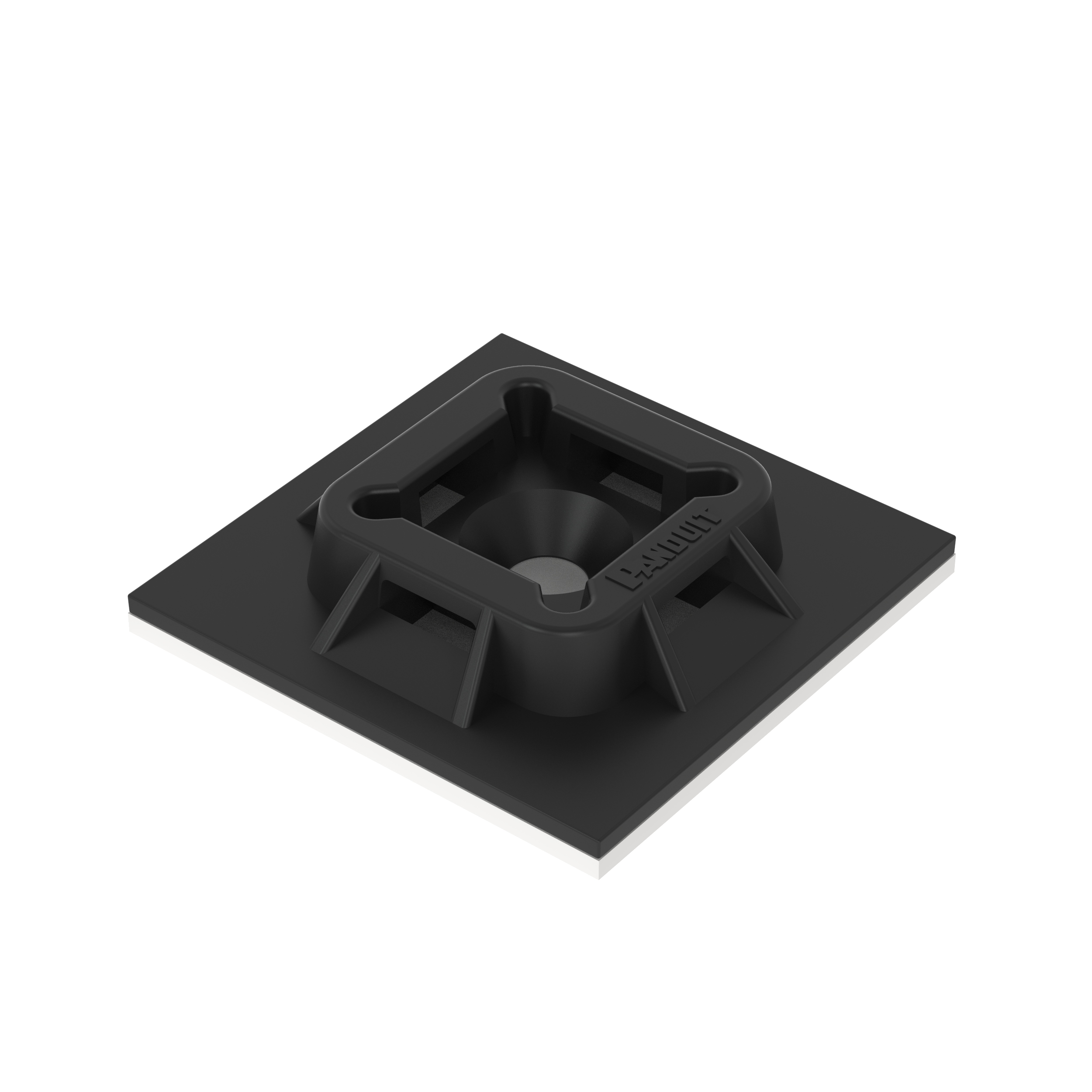 Product image for PANDUIT ABM100-A-D20 MOUNT BACK 1X1 CABLE TIE MOUNT 4WAY ADHESIVE 1"X1" BLACK 500PCS/PAK