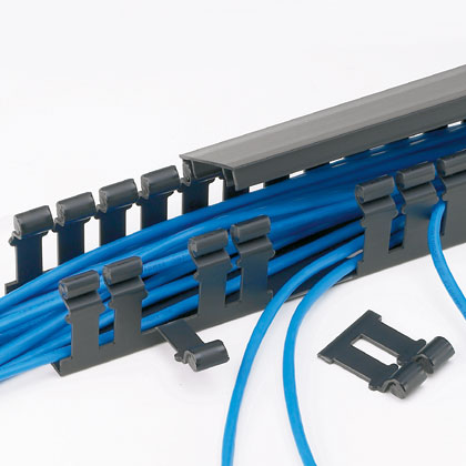 Product image for H4X4BL6 Hinged Cover Wide Slot Duct, Black, PVC, 4"x 4"