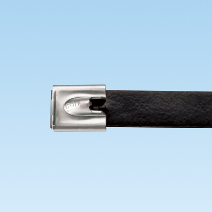 Product image for Pan-Steel® MLTFC6EH-LP316 Cable Tie, PET Coated SS 316, Black, Extra Heavy, 6"