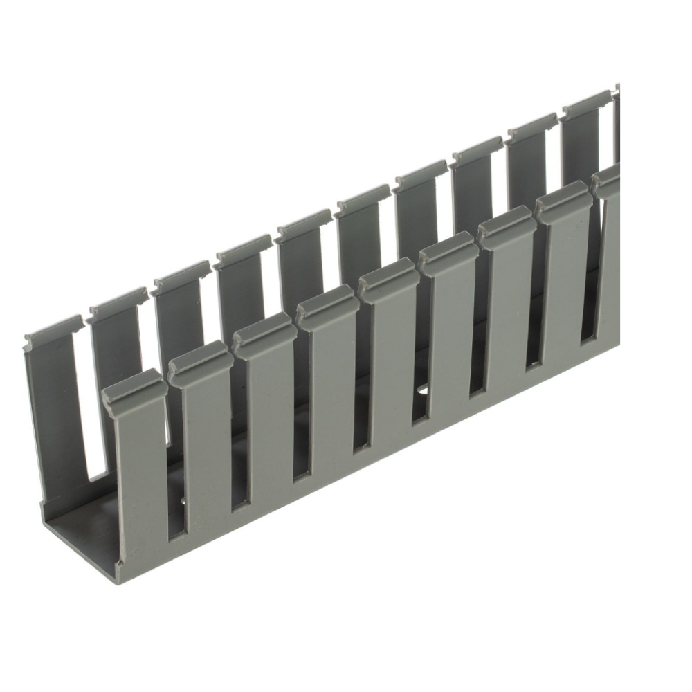 Product image for PANDUIT G2X5LG6 WIRING DUCT WIDE SLOT G 2X5 6'L PVC LIGHT GREY