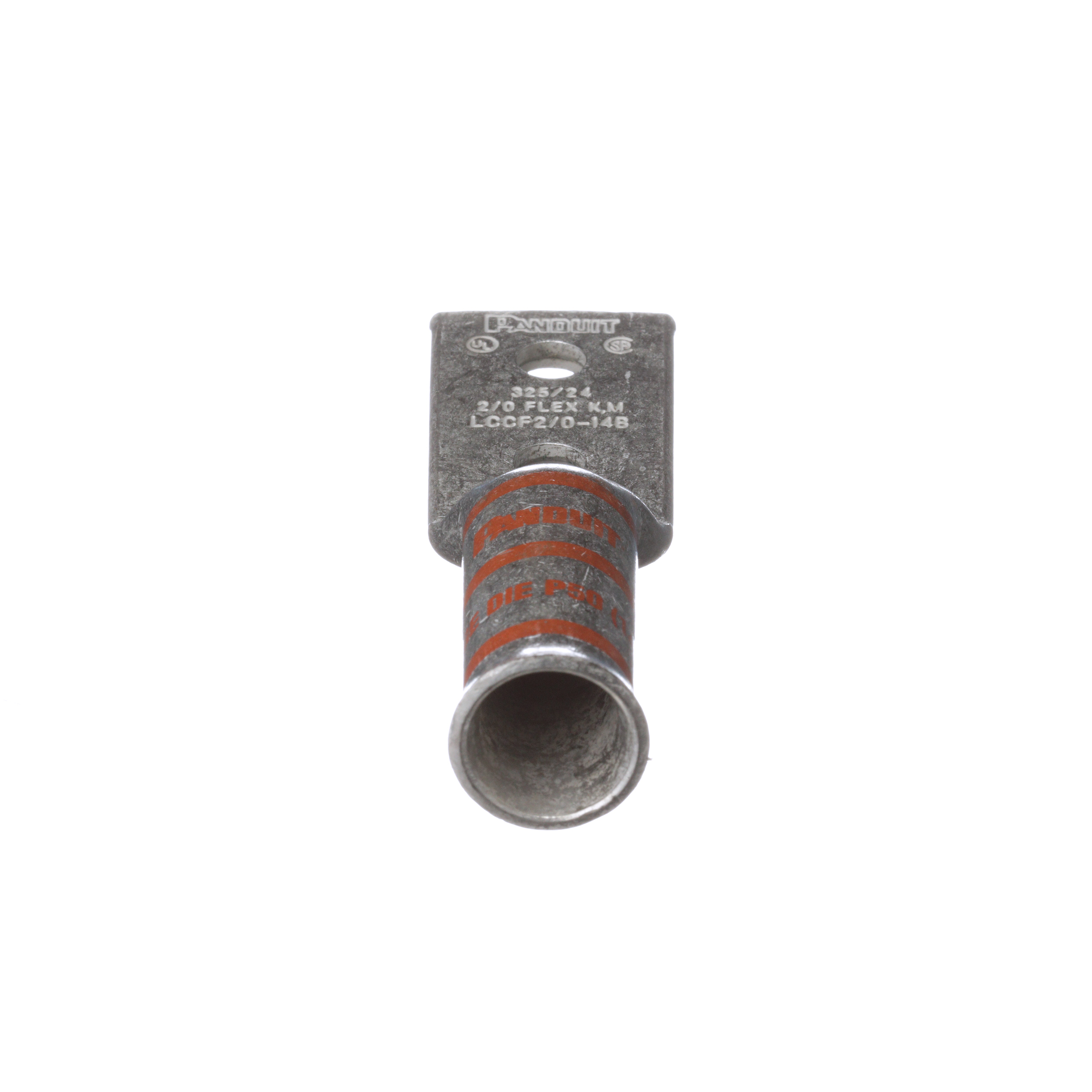 Product image for Pan-Lug™ LCCF2/0-14B-X Comp. Lug, 2/0, Flare, Tin Plt Cu, Two 0.25" Stud, PK10