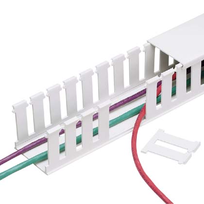 Product image for Panduct® NE1X4WH6 Wide Slot Duct, White, Hal-Free PPO, 4.06"x1.14", PK6