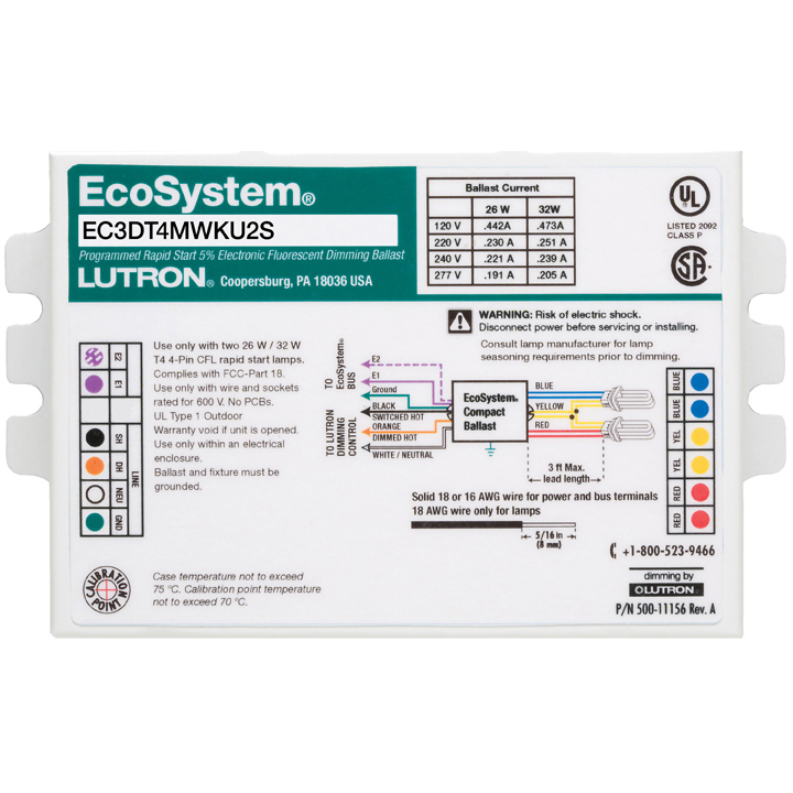 LUTRON EC3DT442KU1S BALLAST CFL DIMMING 120V 240V 277V 42W TRIPLE TUBE