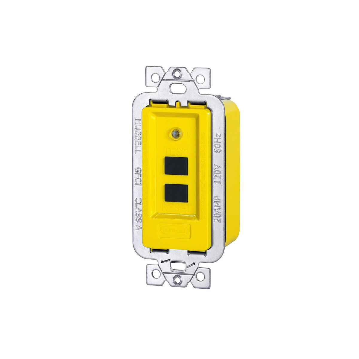 Product image for HUB GFMST20A MODULE 20A 120V GFCI W/ AUTOMATIC RESET YELLOW