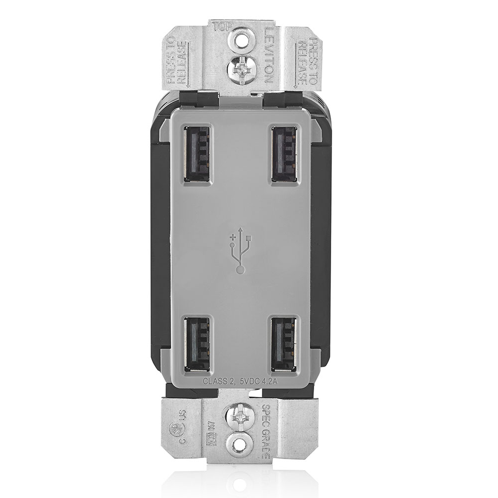 Product image for Charger USB 4-port 125V 25W 4.2AMP grey