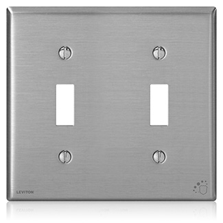Product image for Wallplate toggle device switch 2-gang SS clear