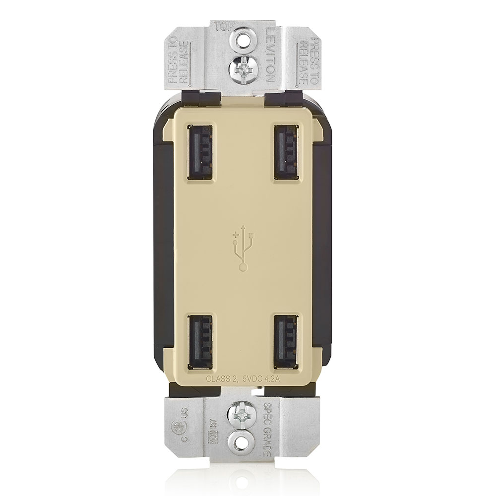 Product image for Charger USB 4-port 125V 25W 4.2AMP ivory