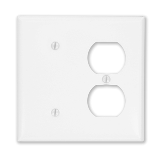 Product image for Wallplate standard 2-gang 1-duplex 1-blank metal white