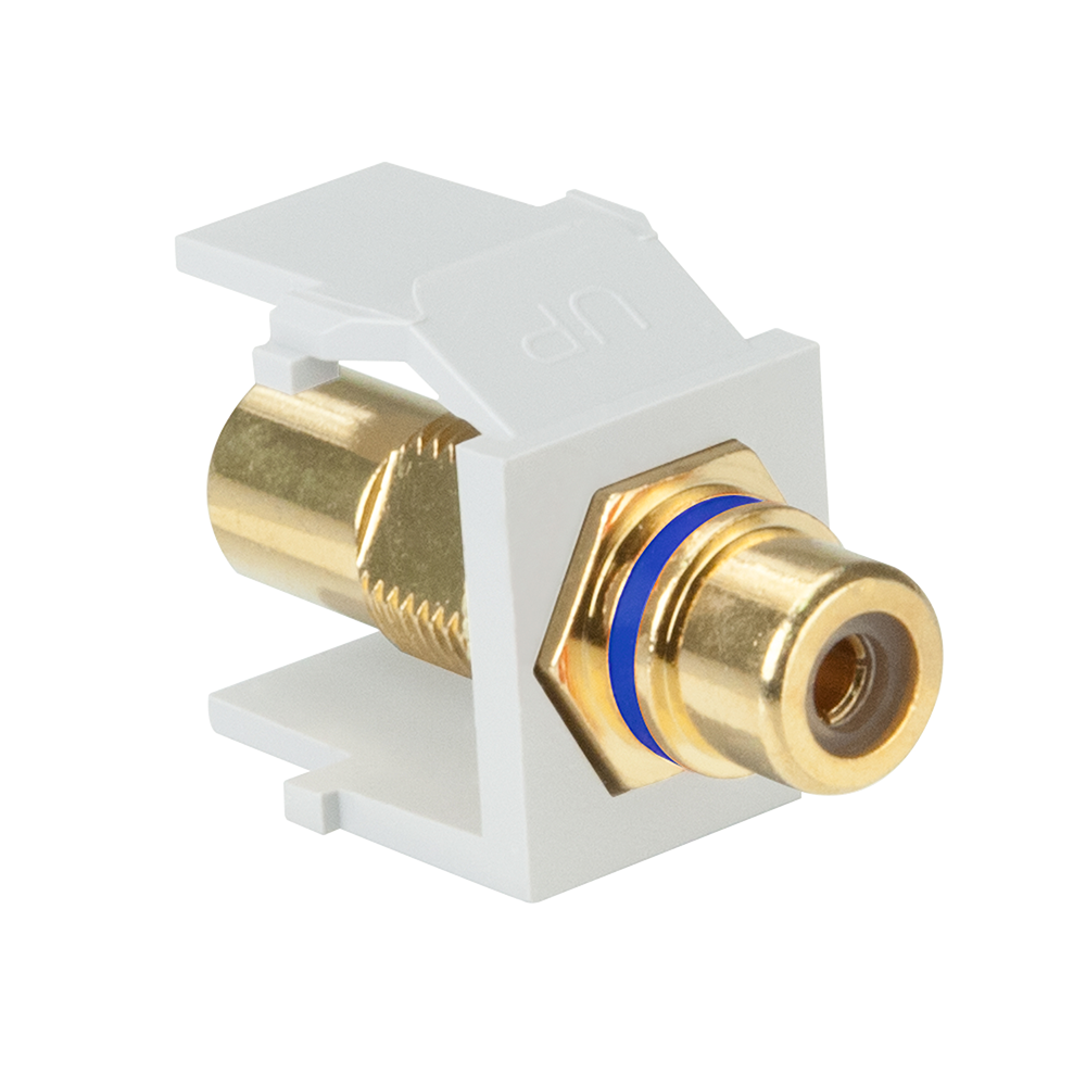 Product image for Connector RCA feed-through blue-stripe white