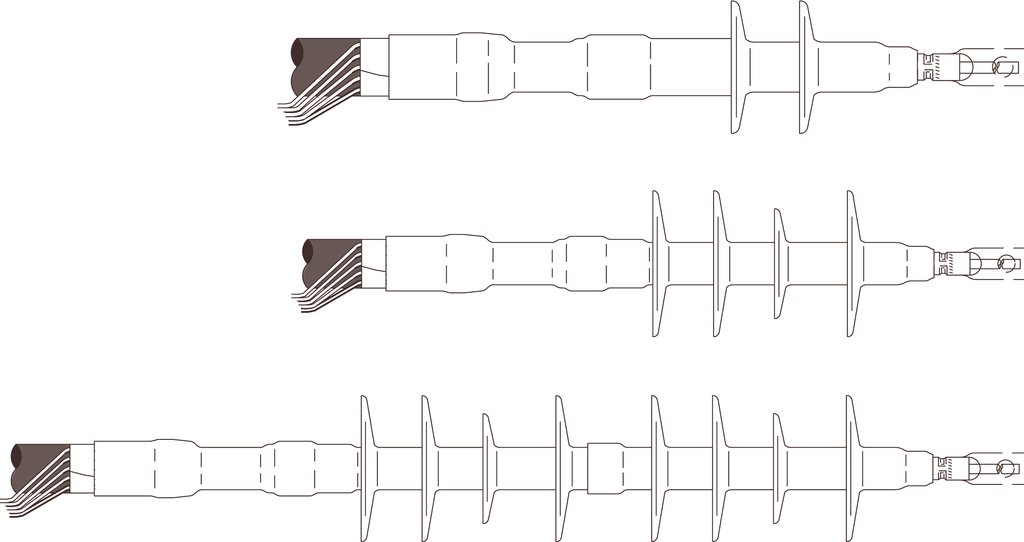 Product image for 3M™ Cold Shrink QT-III Silicone Rubber Termination, 7652-S-4, CN and JCN cable, 5-25/28 kV, 0.64-1.08 in (16.3-27.4 mm) cable insul. O.D., 1 termination per kit