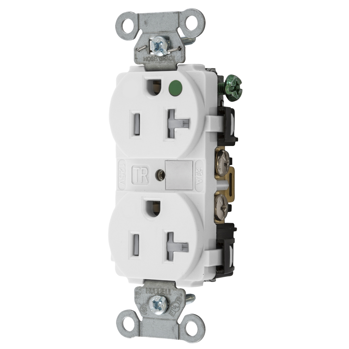 Product image for HUBBELL-PRO HG DPLX 20A/125V TR WH