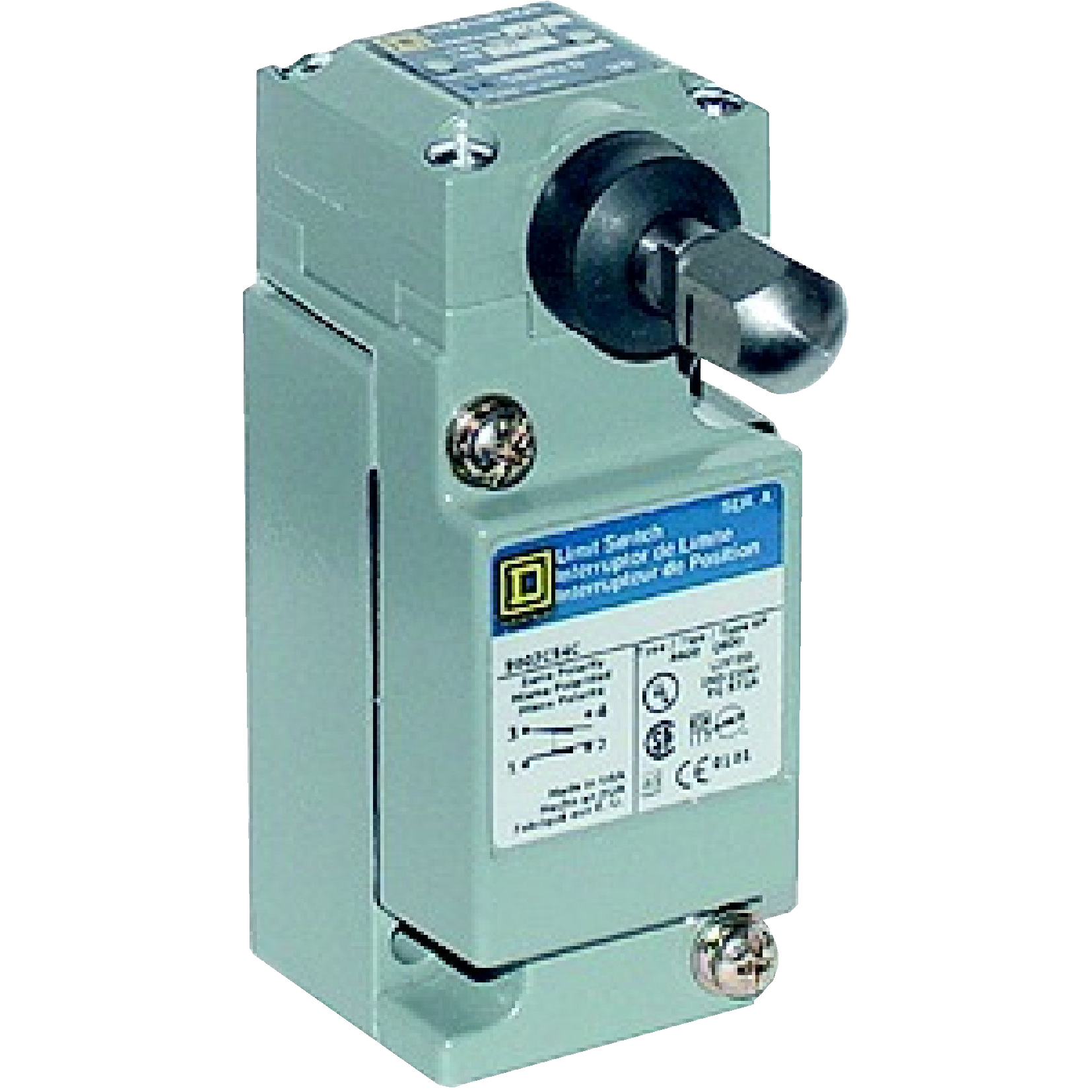 Product image for NEMA LIMIT SWITCH, 9007C, HEAVY DUTY, STANDARD, STEEL SPRING RETURN SIDE PLUNGER, ADJUSTABLE, 10A, 600V, 1NO/1NC, NEMA 4