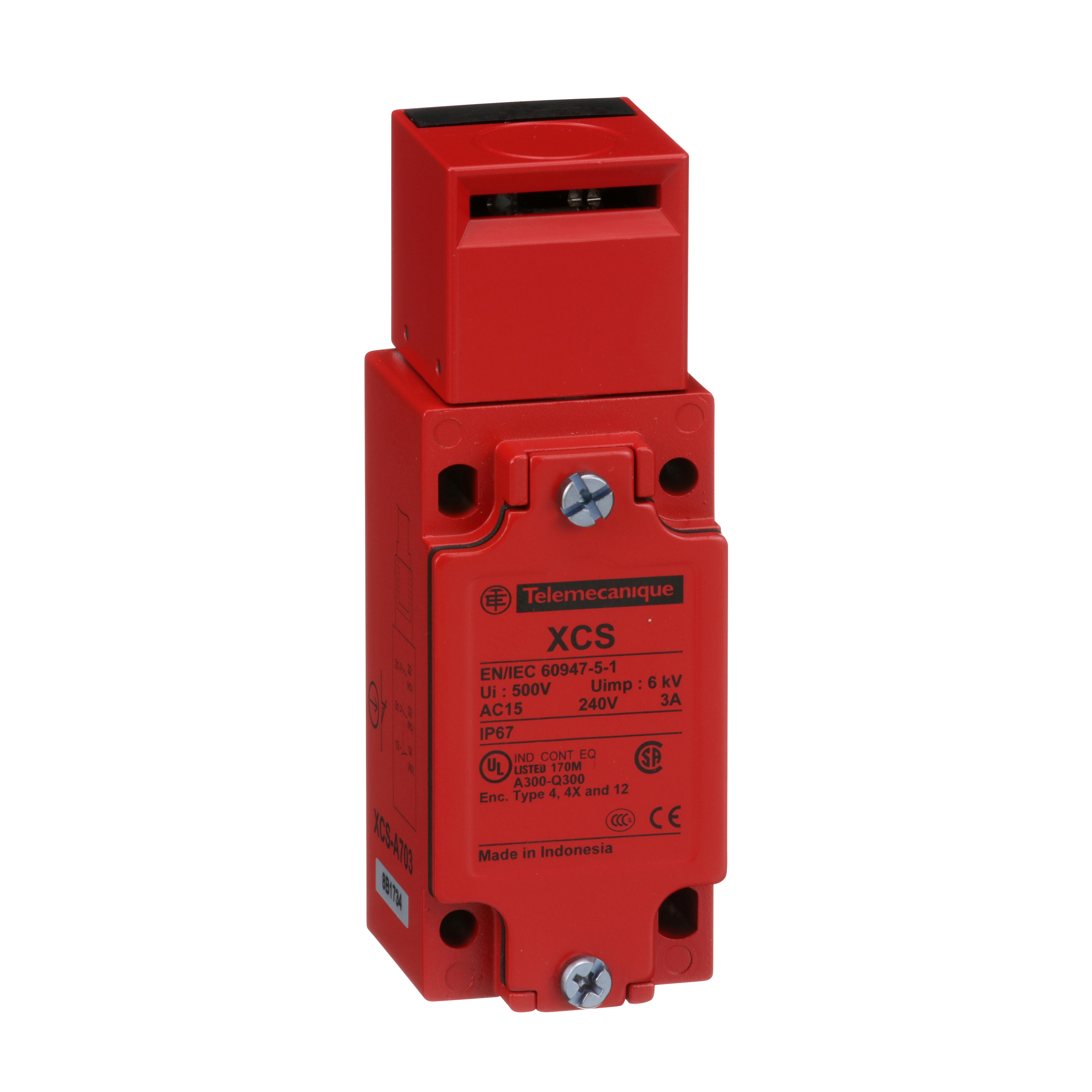 Product image for PREVENTA XCS, SAFETY SWITCHES, METAL SAFETY SWITCH, 2 NC AND 1 NO, SLOW BREAK, 1 ENTRY TAPPED 0.5 INCH NPT