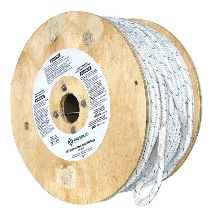 Product image for Rope polypro white with green tracer 1/2" 300'