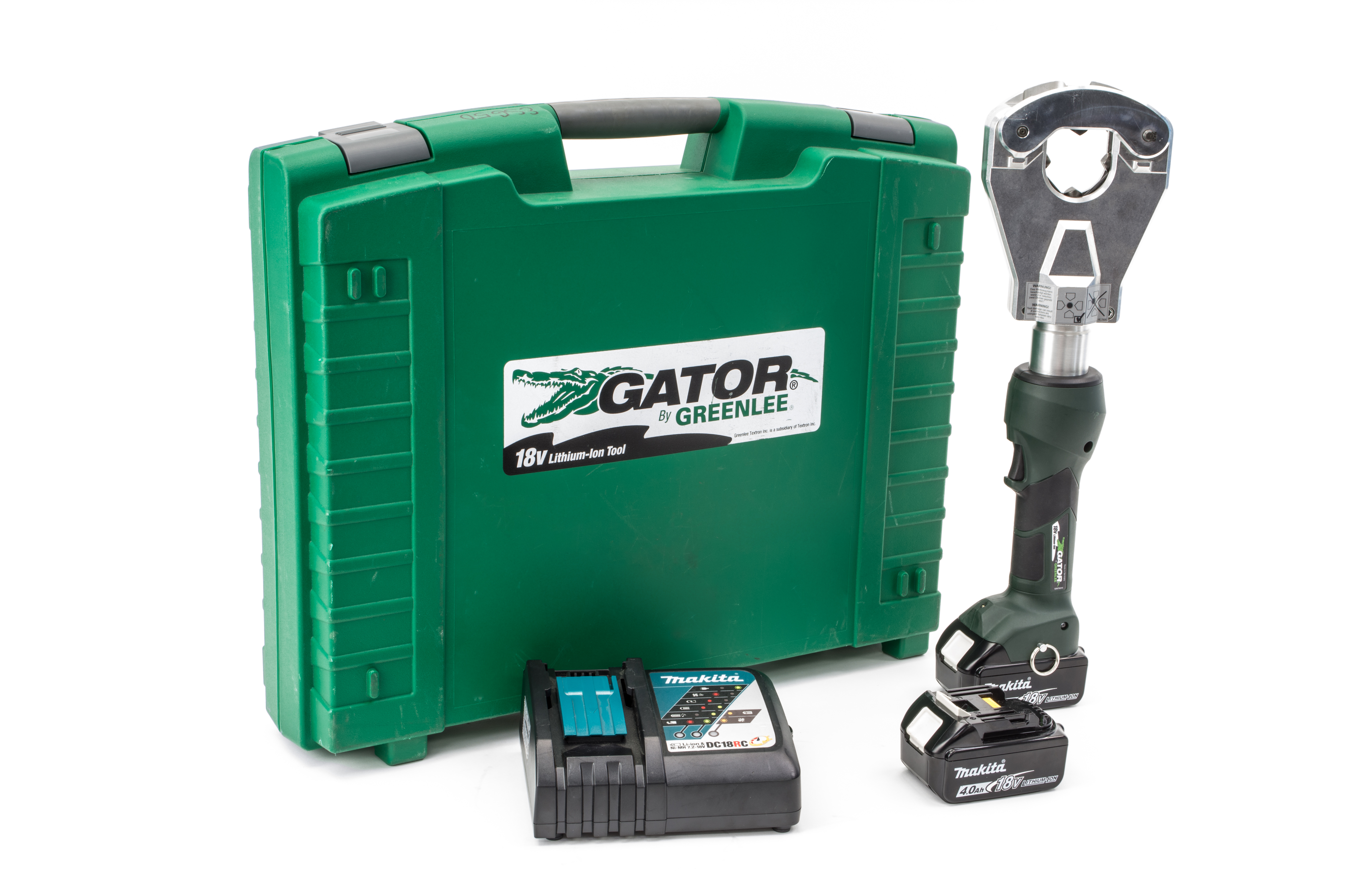 Product image for 6 Ton Flip Top Inline Quad Crimper, Li-Ion, Standard, 120V