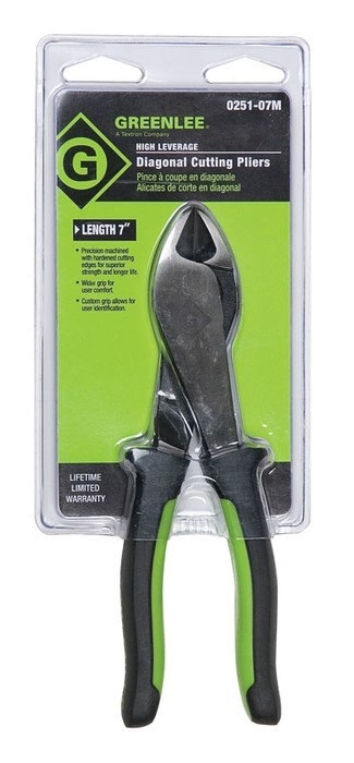 Product image for Plier diagonal cutting high levrg molded grip 7"