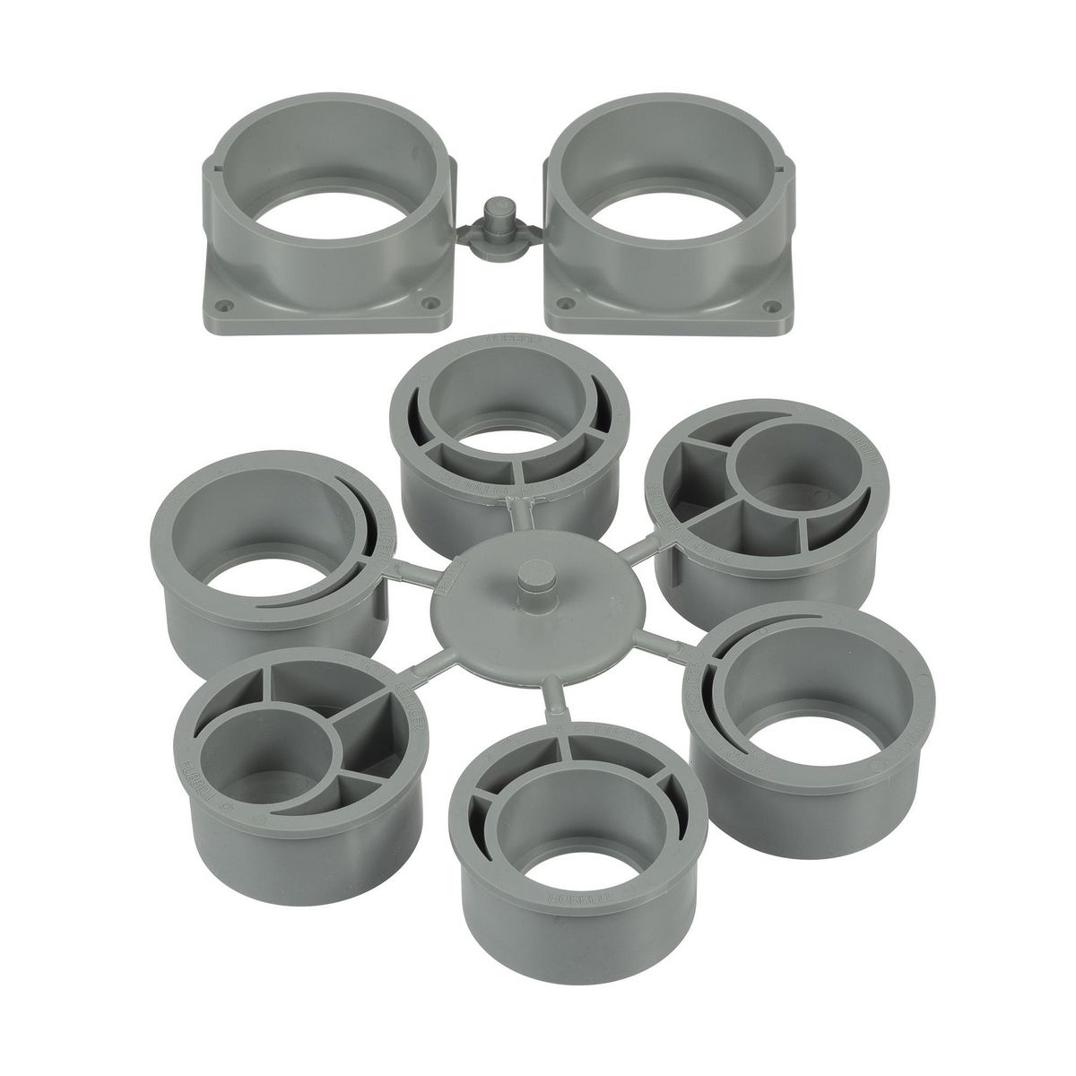 Product image for (2) 2" PVC HUBS W/REDUCERS, CONC FB