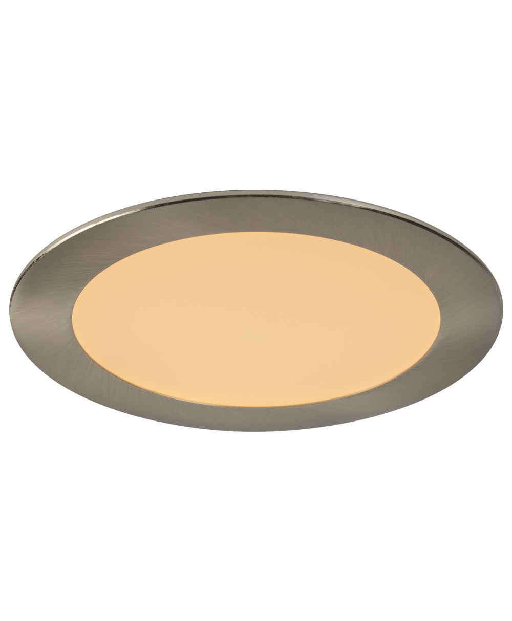 Product image for LED slim round dim to warm 1499lumens 3000-2000K 12W brushed nickel 6"