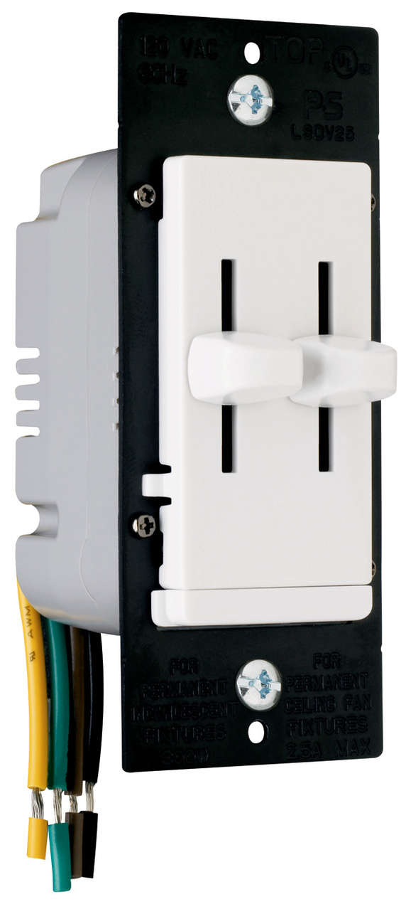 Product image for LS Trademaster Series Dual Slide-to-OFF Incandescent Dimmer, White