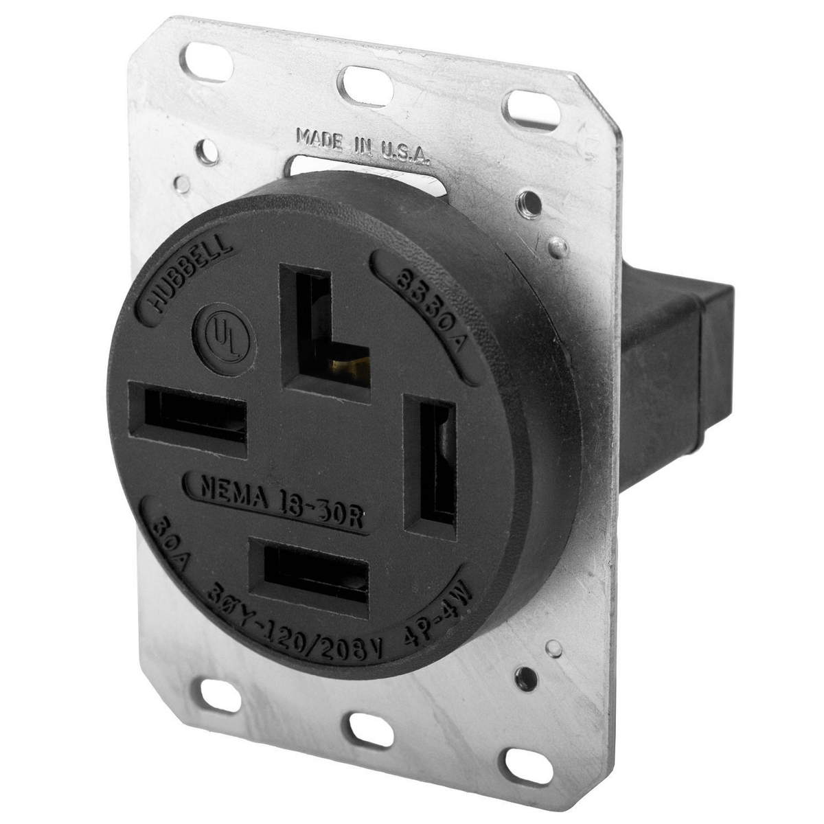 Product image for RCPT, 4P4W, 30A 120/208V, 18-30R, BK