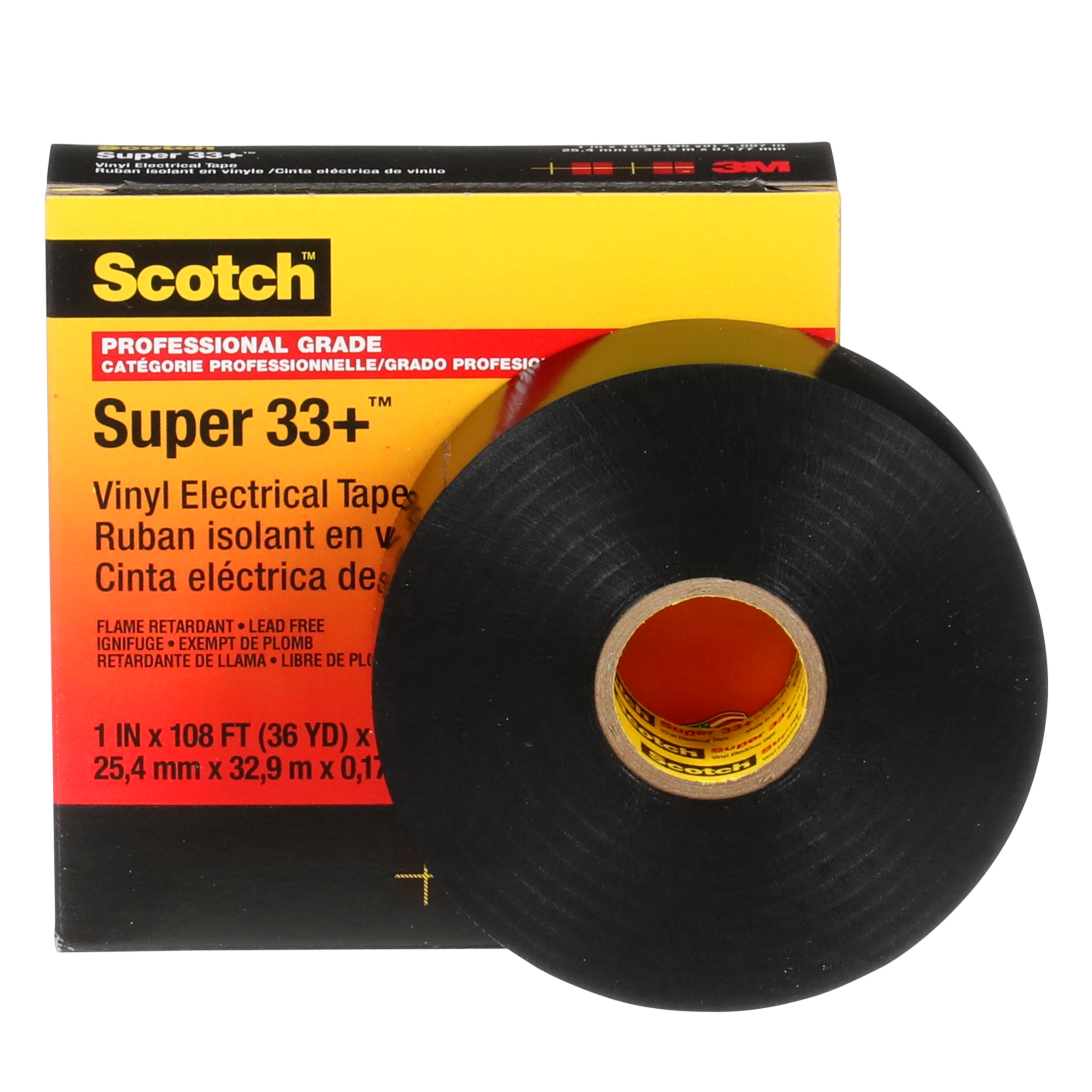 Ruban isolant en vinyle 3M Scotch Super 33+ de qualité professionnelle,  noir, 19 mm x 20 m (3/4 po x 66 pi)