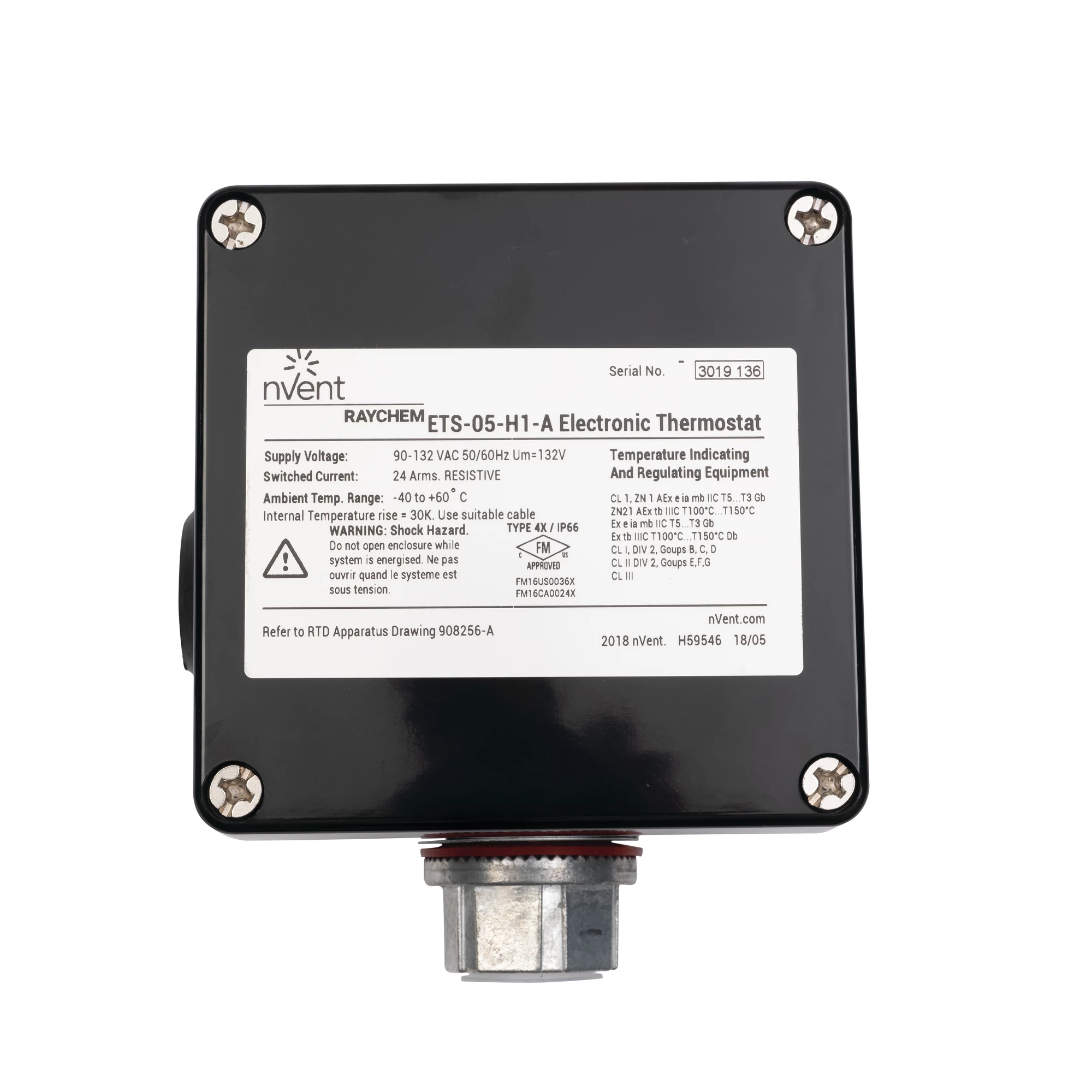 Product image for LINE SENS THERMOSTAT, 120 VAC,499C,NEC