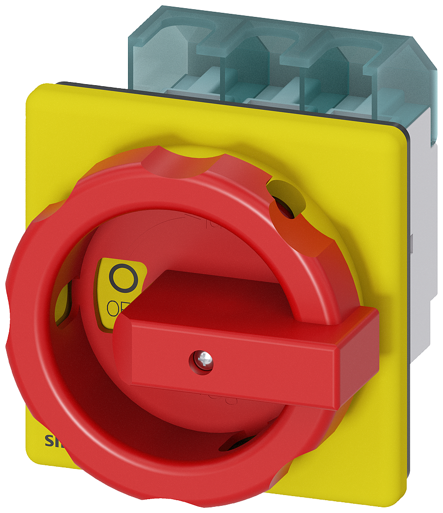Product image for SIEMC 3LD2504-0TK53 DISCONNECT 3POLE 63A FROUNT MOUNTED ROTARY RED/YELLOW