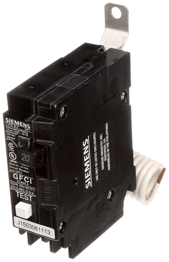 Product image for Cicuit breaker bolt-on GFCI 1-Pole 120VAC 22kA 15A