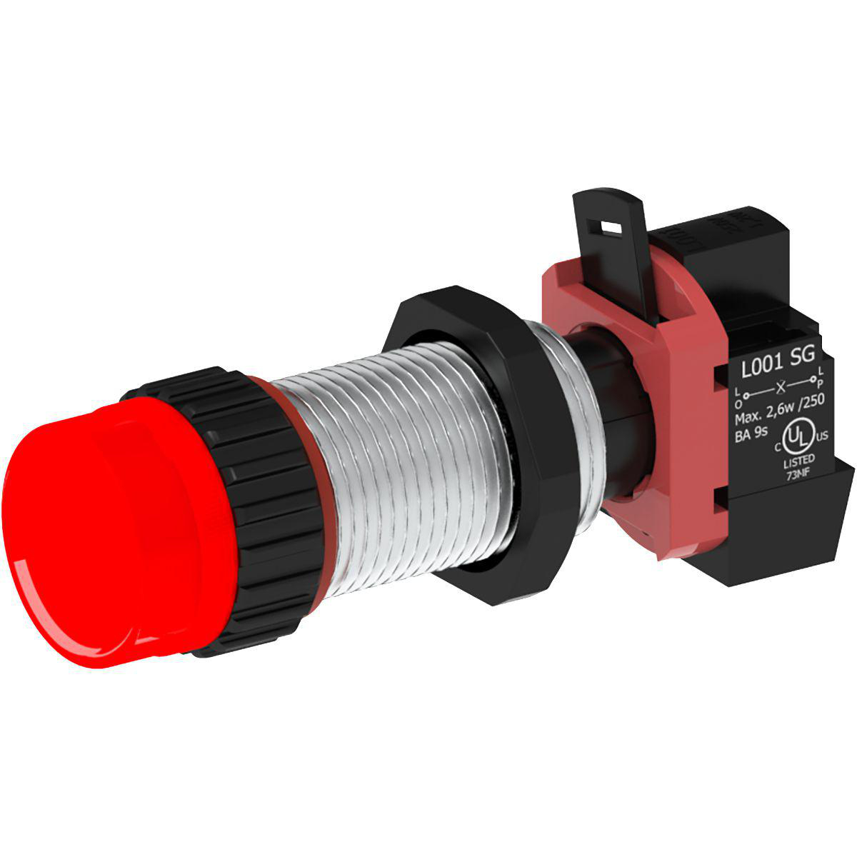 Product image for PILOT LIGHT, RED 120VAC/DC EXT, 3/4-14