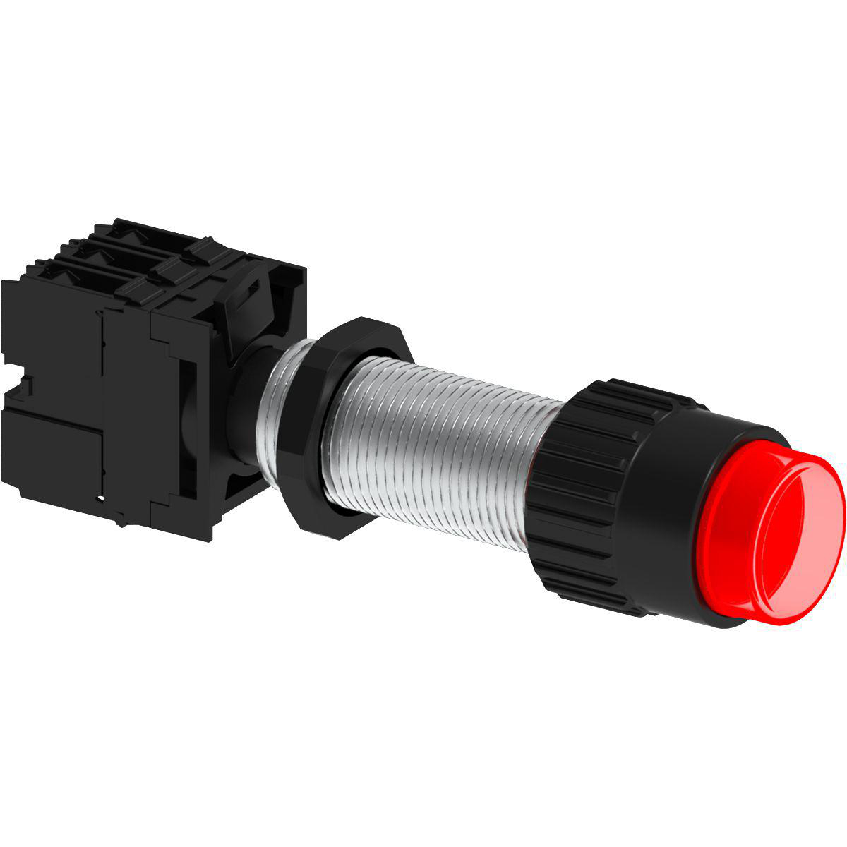 Product image for ILL PUSH BUT,RED 120VAC/DC EXT, 3/4-14