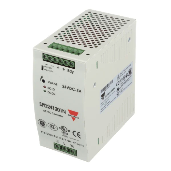 Product image for CARLO_GAVAZZI SPD241201N POWER SUPPLY 24VDC 120/240V 5A WITH PFC PAR