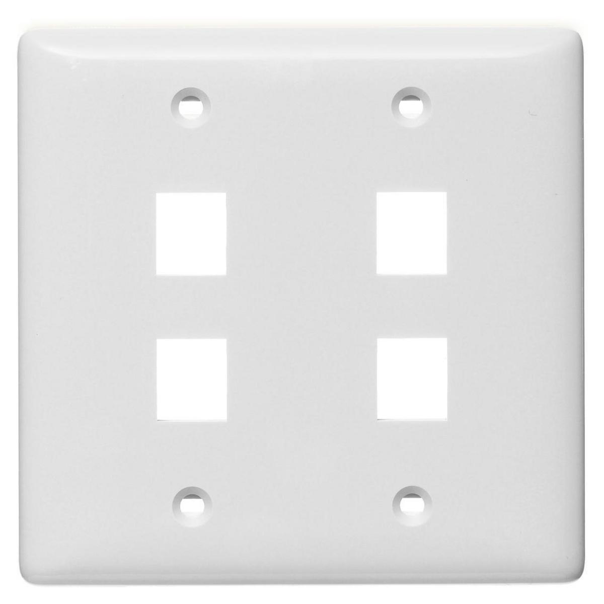 Product image for HUB NSP24W COVER 2GANG 4PORT WALLPLATE LABELLESS WHITE