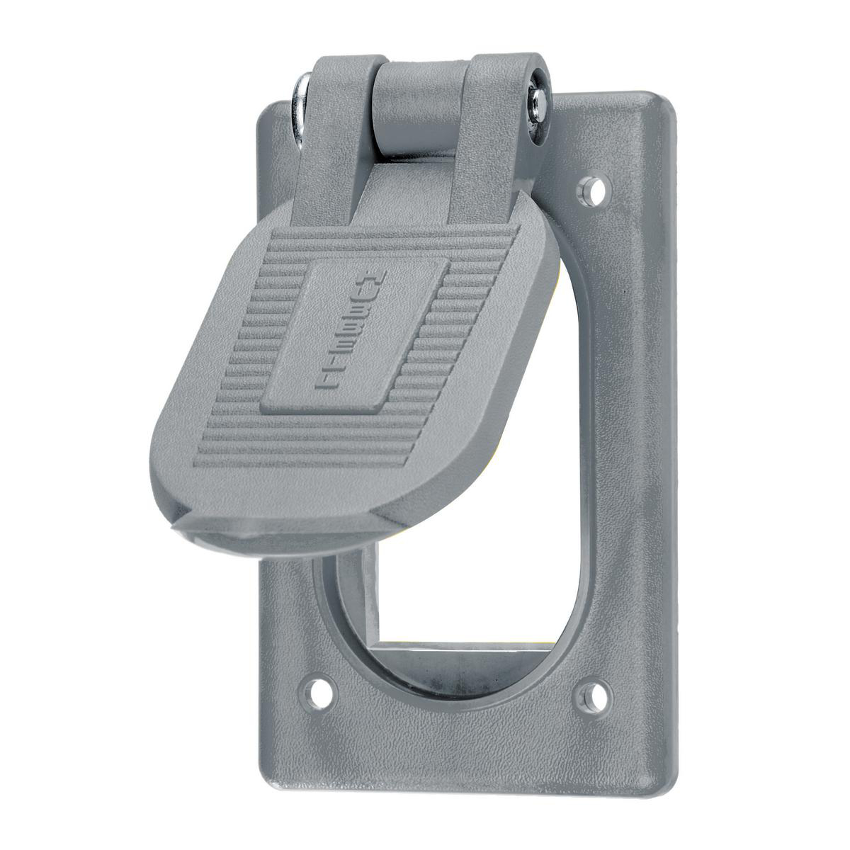 Product image for W/PROOF GFCI PLATE, 1G, GY, PBT