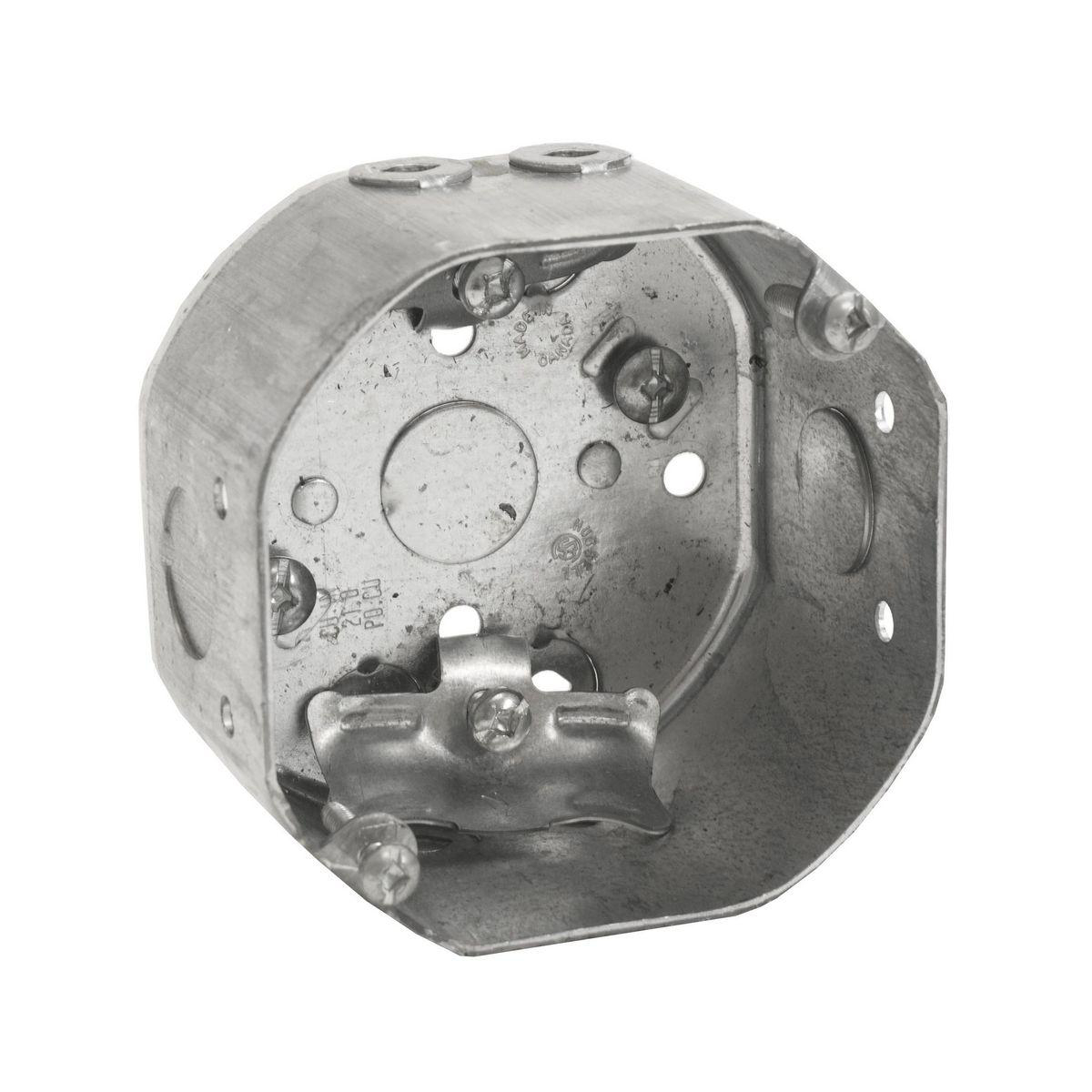 Product image for Box octagon L-clamp metallic 1/2"-knockout 4x2.125"