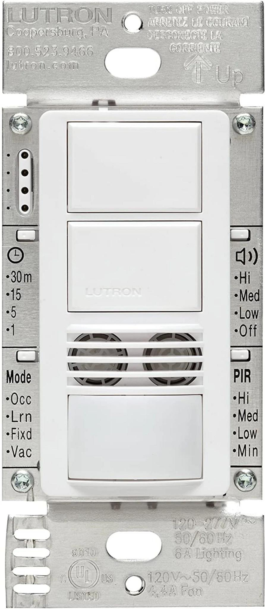 Product image for LUTRON MS-B202-WH SENSOR MAESTRO 1POLE DUAL CIRCUIT DT WHITE