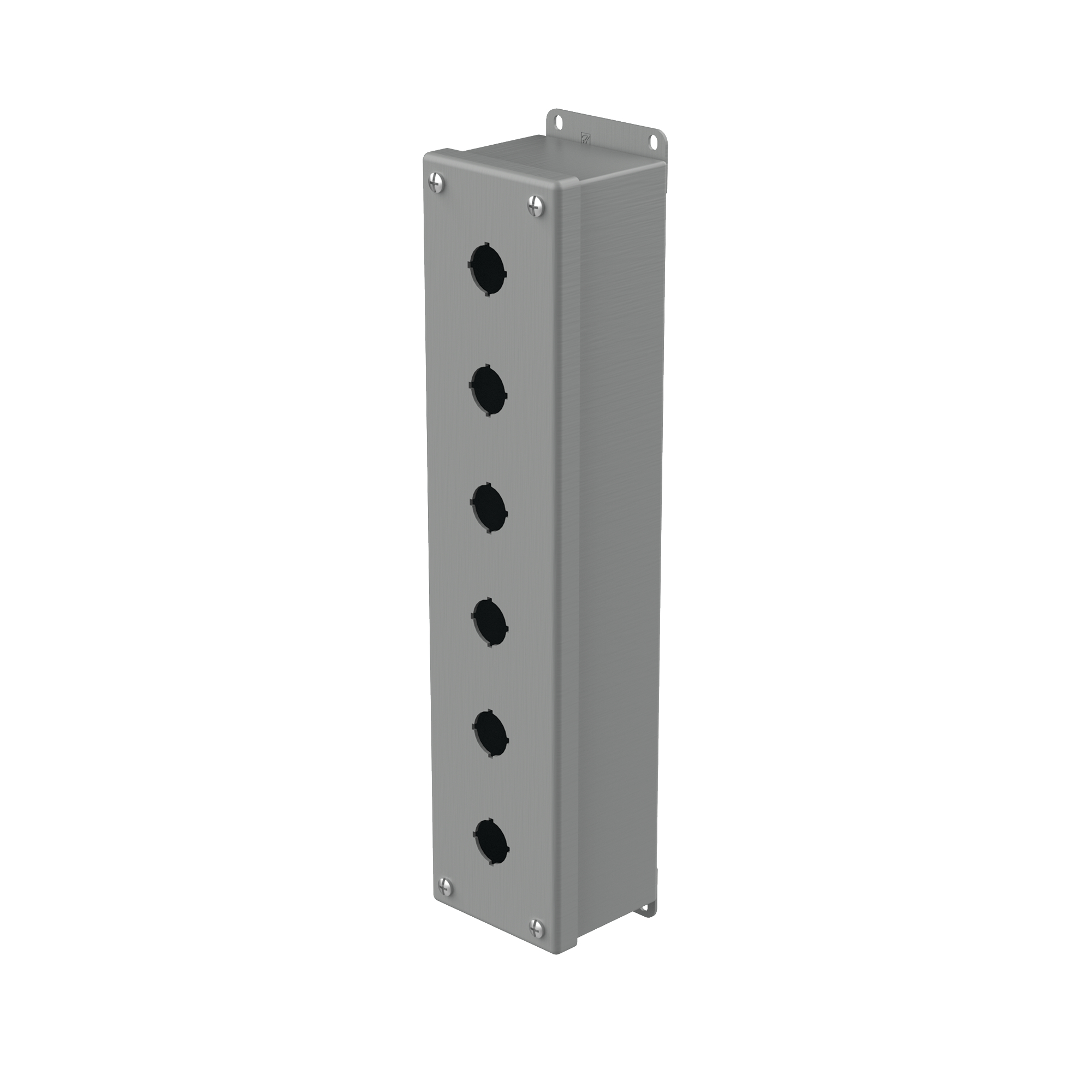Product image for Enclosure 6-hole pushbutton steel grey 3.25x2.75x14.75"