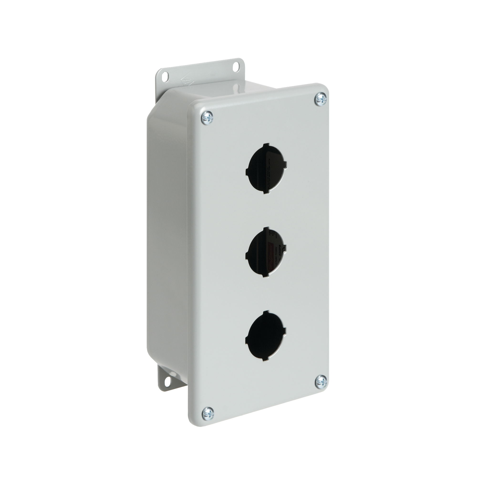 Product image for Enclosure 12-hole pushbutton steel grey 7.25x4.25x10.38"