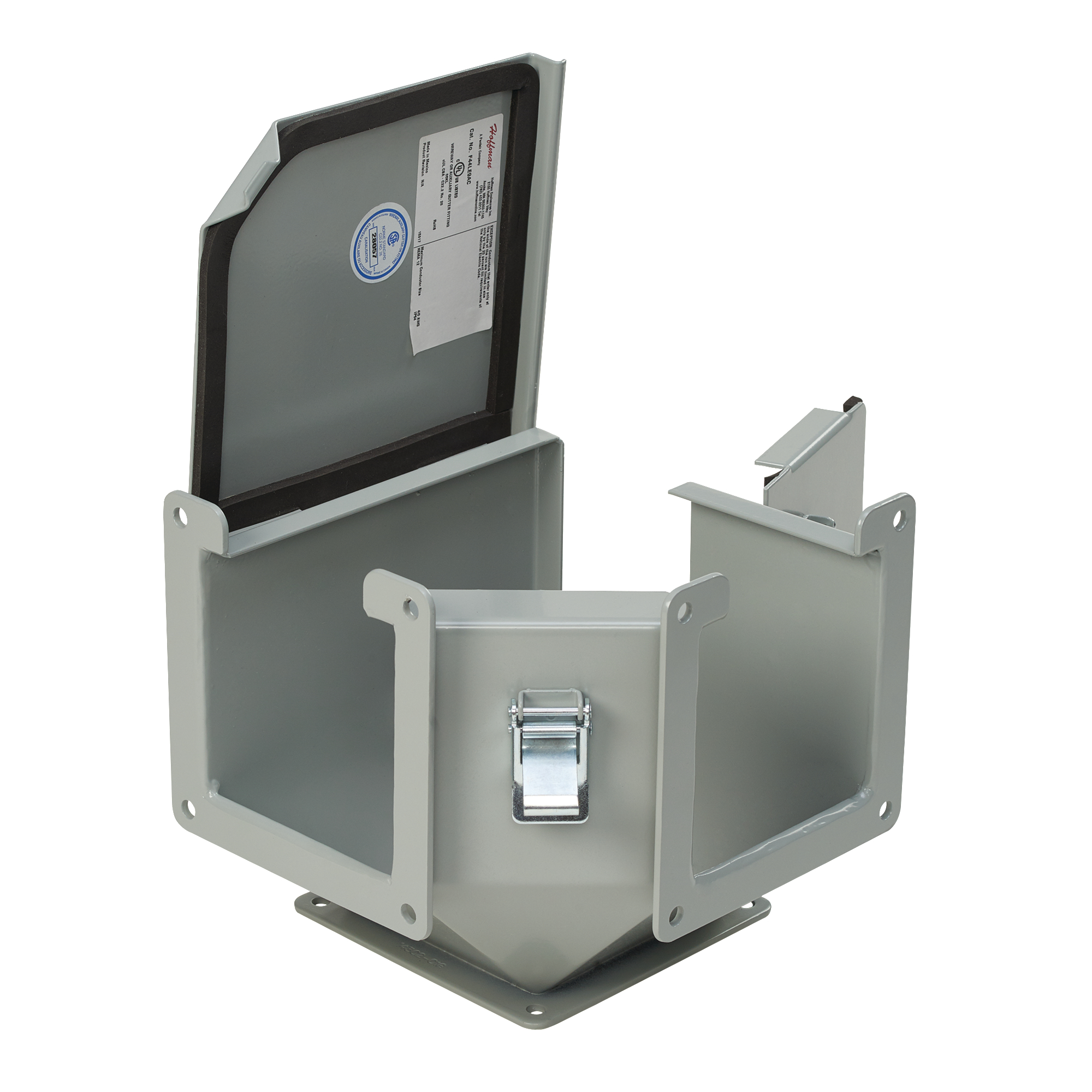 Product image for Elbow 90.. outside top-open steel for lay-in wireway 4x4"