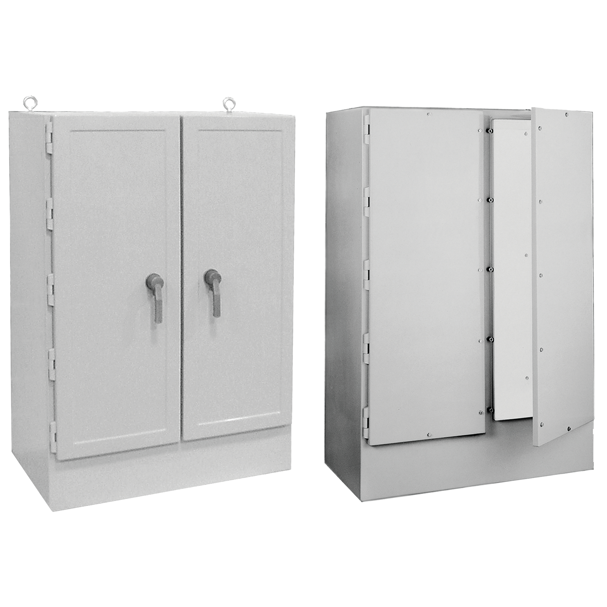 Product image for Enclosure 2-door 2 panels fiberglass free-stand grey 49x24.5x72"